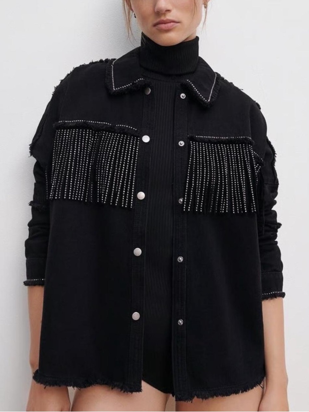 Zara Western Fringe Embellished Jacket